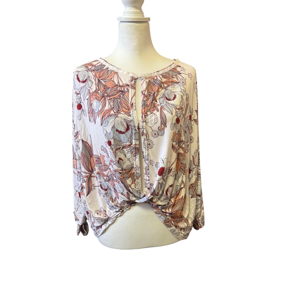 Free people twist and shout floral boho rayon stretch dolman sleeve blouse small